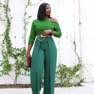 Flair By Ashi Phoebe Pants, Dark Green, Size L (10/12)